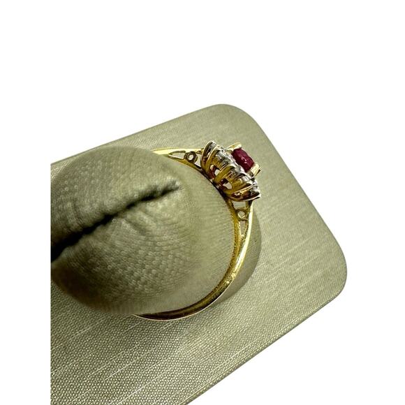 14K Yellow Gold & Treated Sapphire Oval with .24cttw Diamond Halo Ring (5363) - Picture 4 of 5